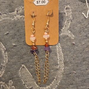 Elegant Gold and Purple Beaded Earrings